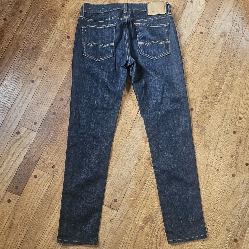 American Eagle Outfitters Men's Dark Blue Flex Skinny Jeans 31x32 - Picture 5 of 7